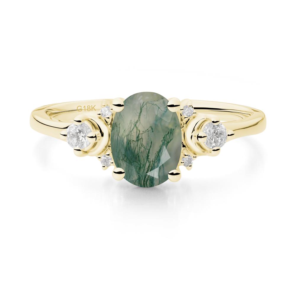 Celestial Oval Moss Agate Ring - LUO Jewelry #metal_18k yellow gold