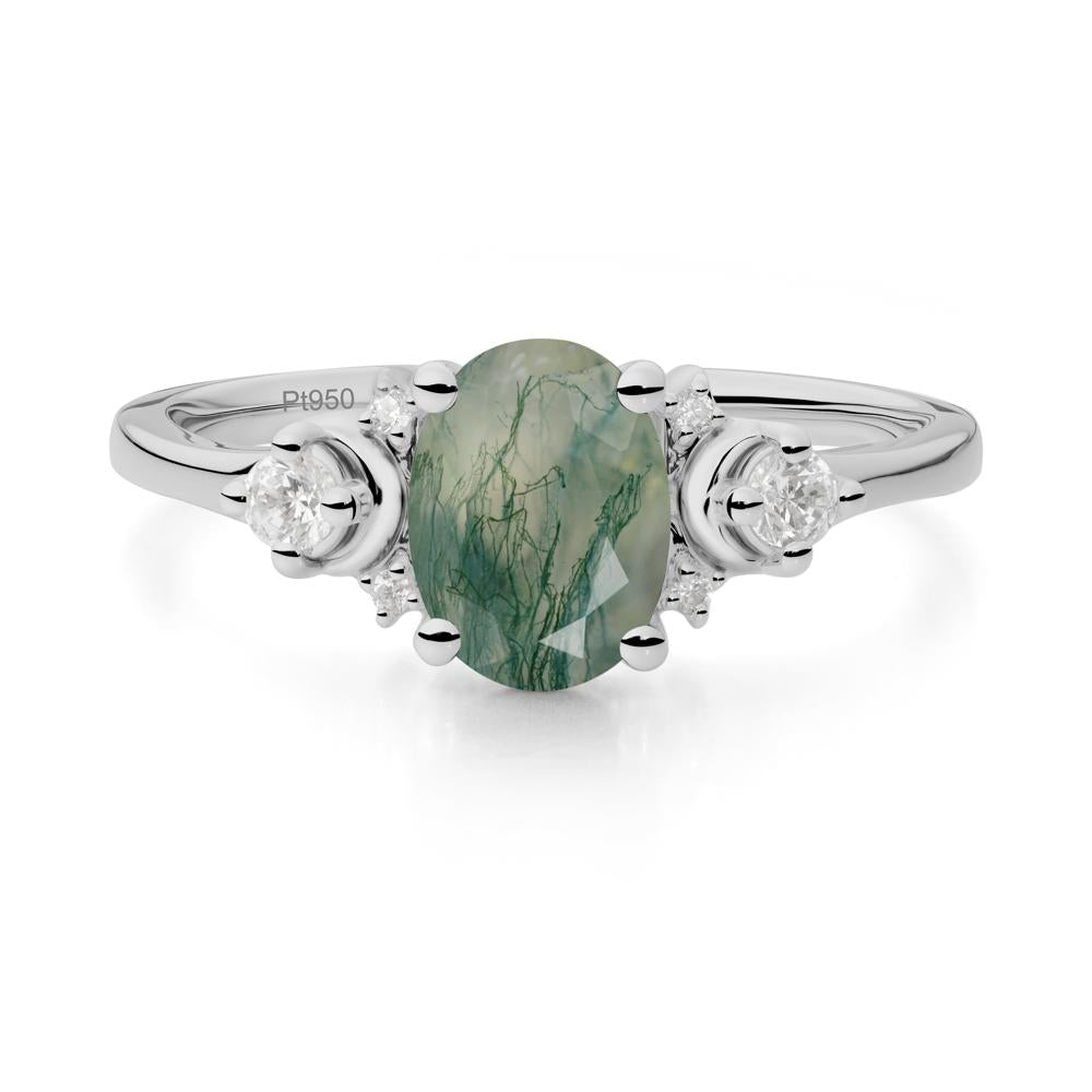 Celestial Oval Moss Agate Ring - LUO Jewelry #metal_platinum