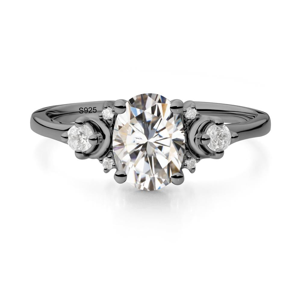Celestial Oval Moissanite Ring - LUO Jewelry #metal_black finish sterling silver