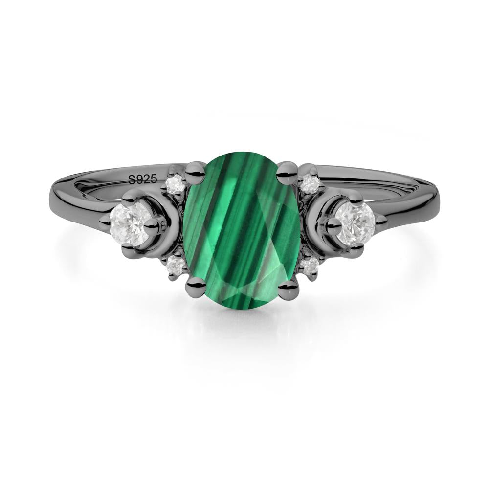Crescent Moon Inspired Malachite Ring - LUO Jewelry #metal_black finish sterling silver