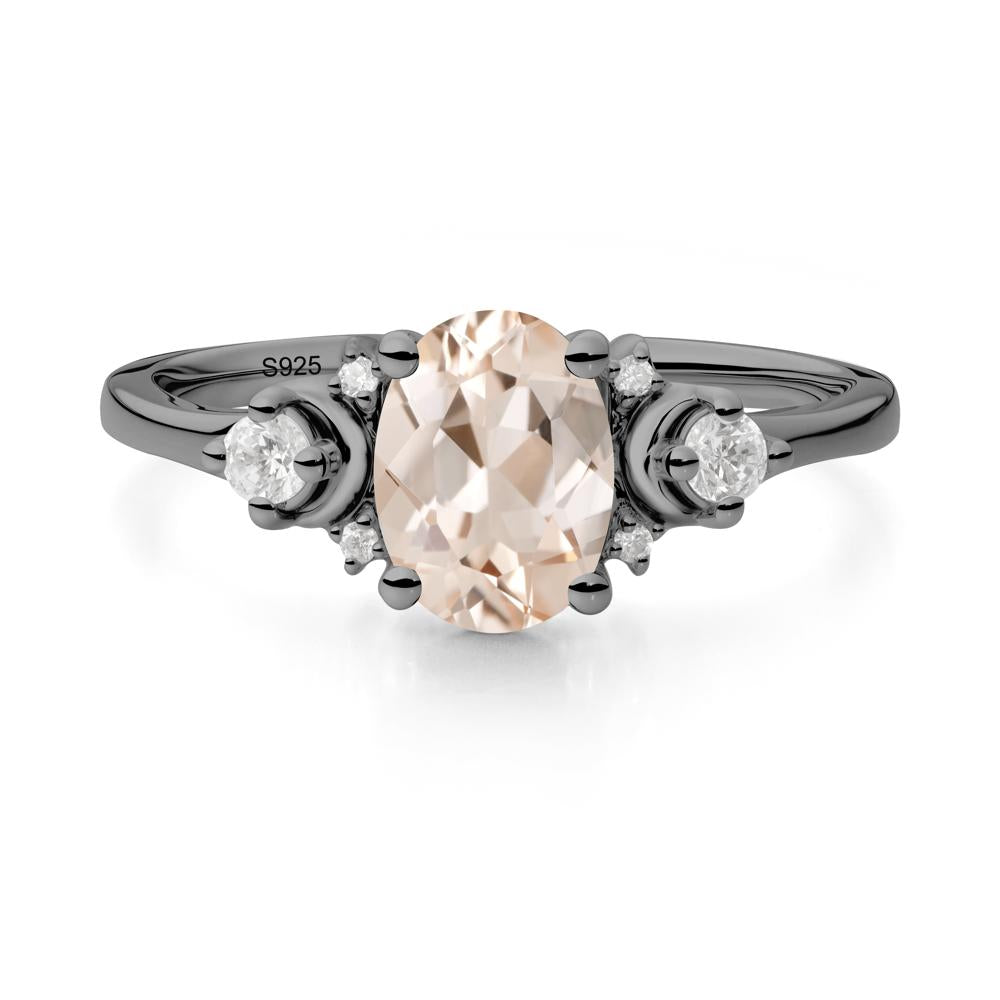 Celestial Oval Morganite Ring - LUO Jewelry #metal_black finish sterling silver