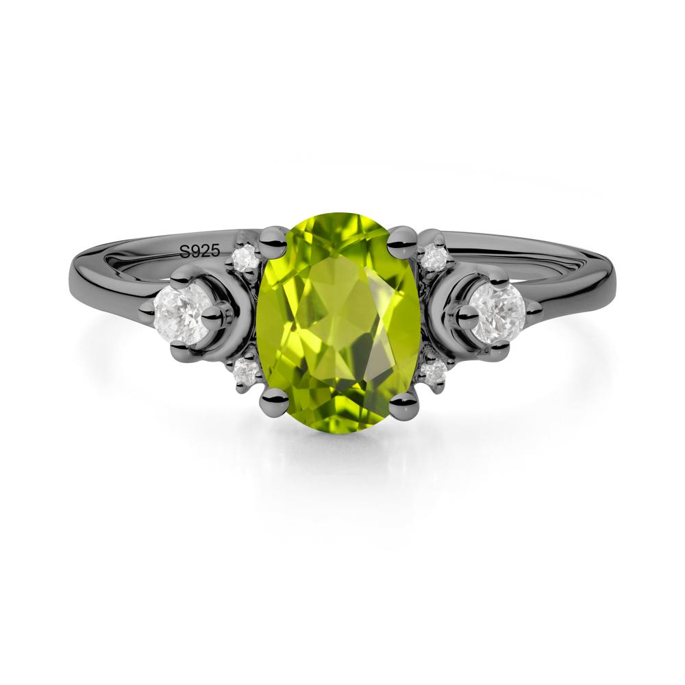 Crescent Moon Inspired Peridot Ring - LUO Jewelry #metal_black finish sterling silver