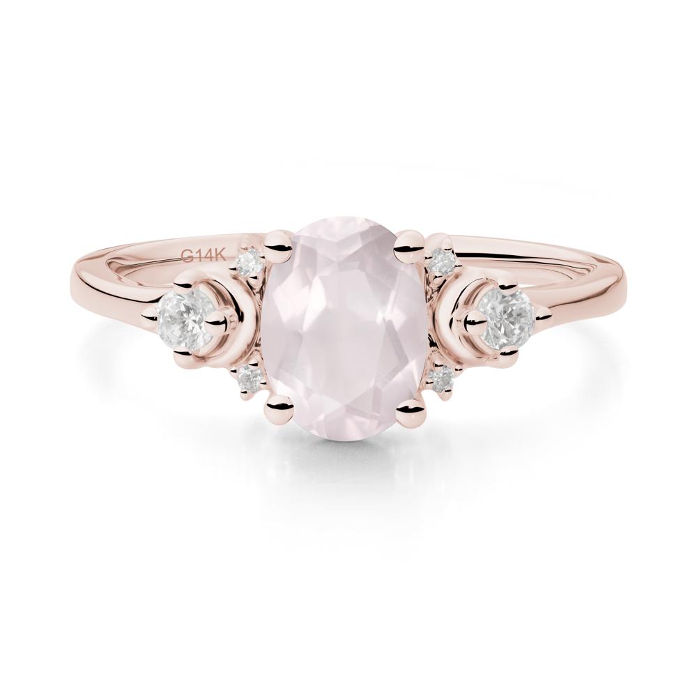 Crescent Moon Inspired Rose Quartz Ring - LUO Jewelry #metal_14k rose gold