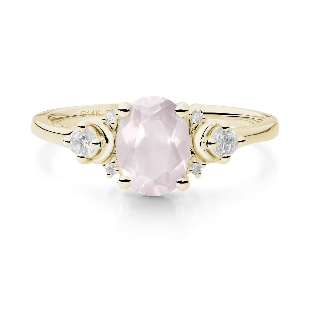 Crescent Moon Inspired Rose Quartz Ring - LUO Jewelry #metal_14k yellow gold