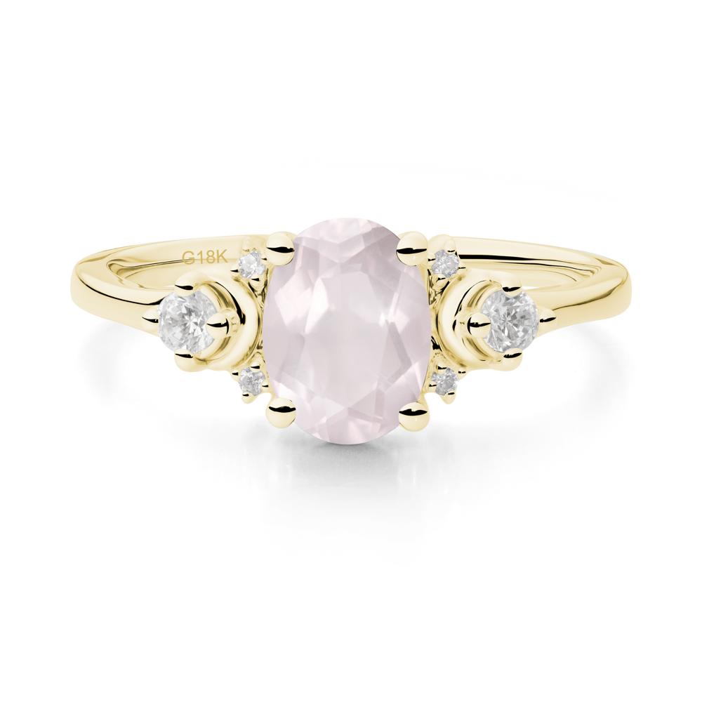 Crescent Moon Inspired Rose Quartz Ring - LUO Jewelry #metal_18k yellow gold