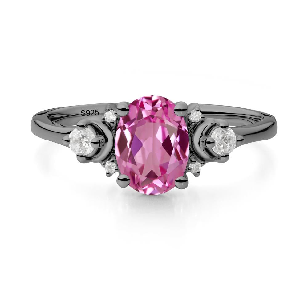 Celestial Oval Pink Sapphire Ring - LUO Jewelry #metal_black finish sterling silver