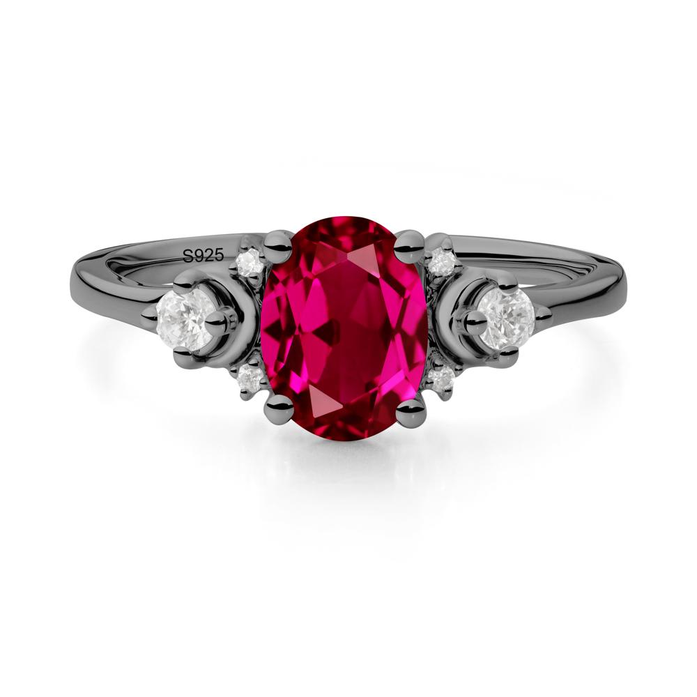 Crescent Moon Inspired Ruby Ring - LUO Jewelry #metal_black finish sterling silver