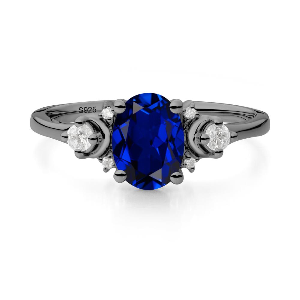 Celestial Oval Sapphire Ring - LUO Jewelry #metal_black finish sterling silver