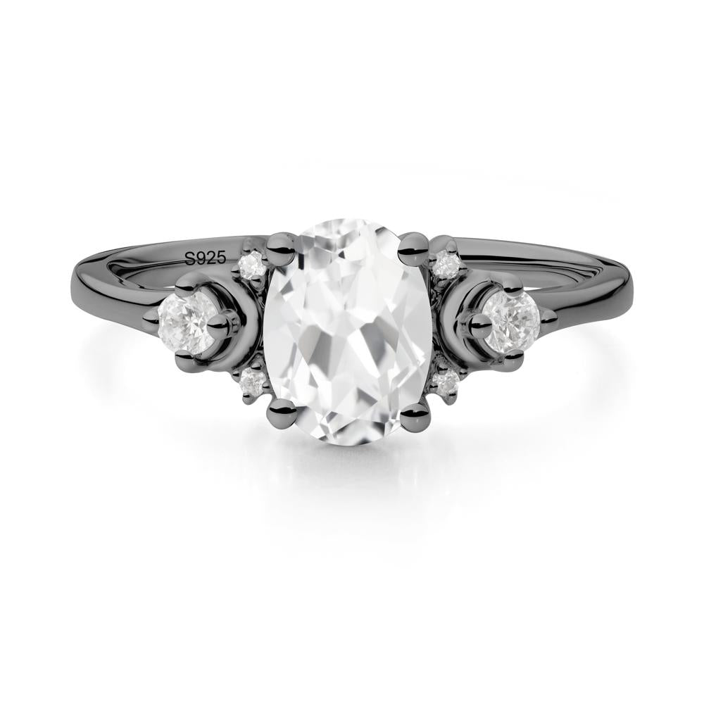 Celestial Oval White Topaz Ring - LUO Jewelry #metal_black finish sterling silver