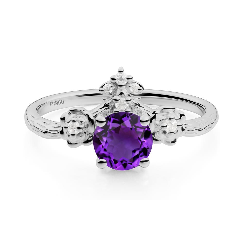 Floral Inspired Amethyst Statement Ring - LUO Jewelry #metal_platinum