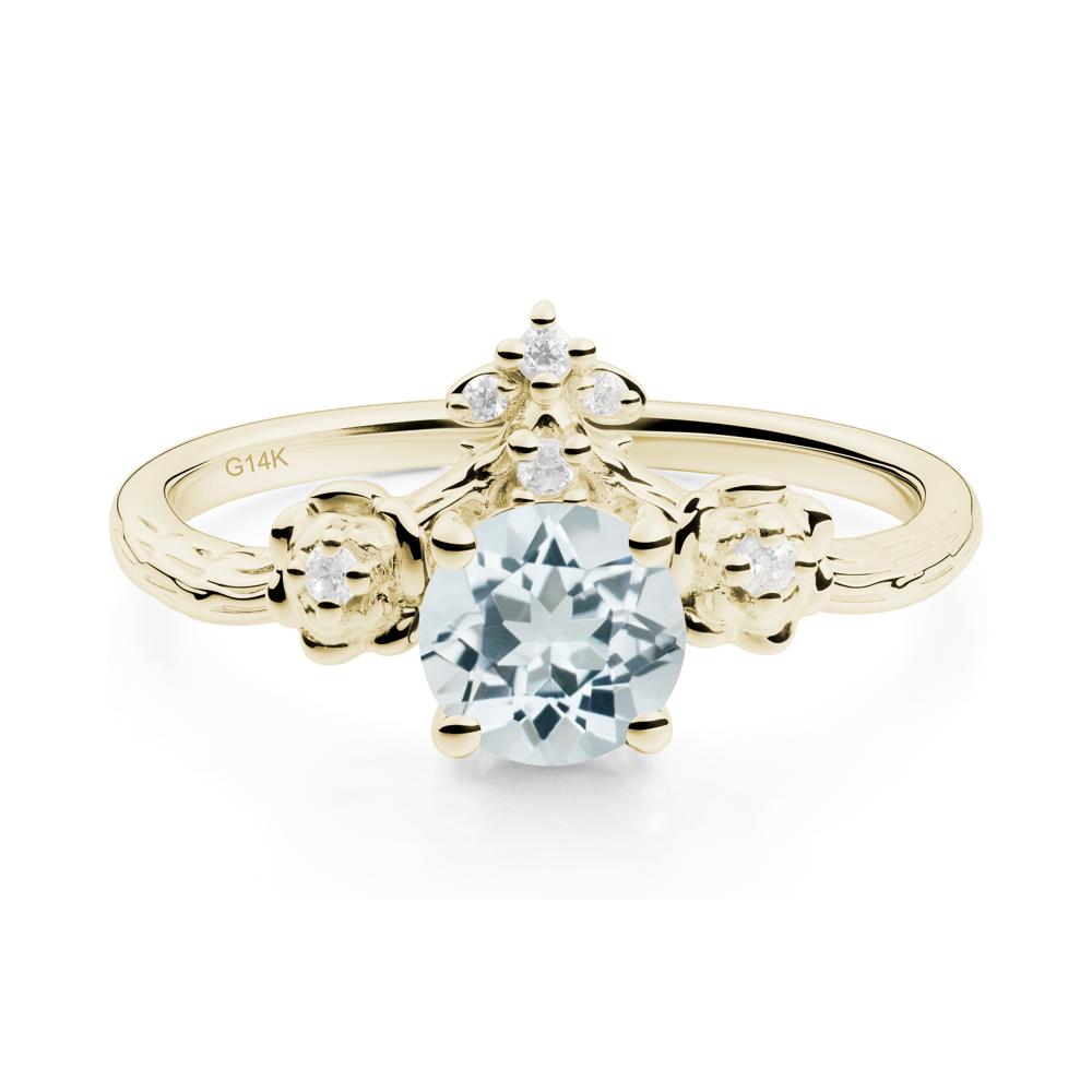 Floral Inspired Aquamarine Statement Ring - LUO Jewelry #metal_14k yellow gold
