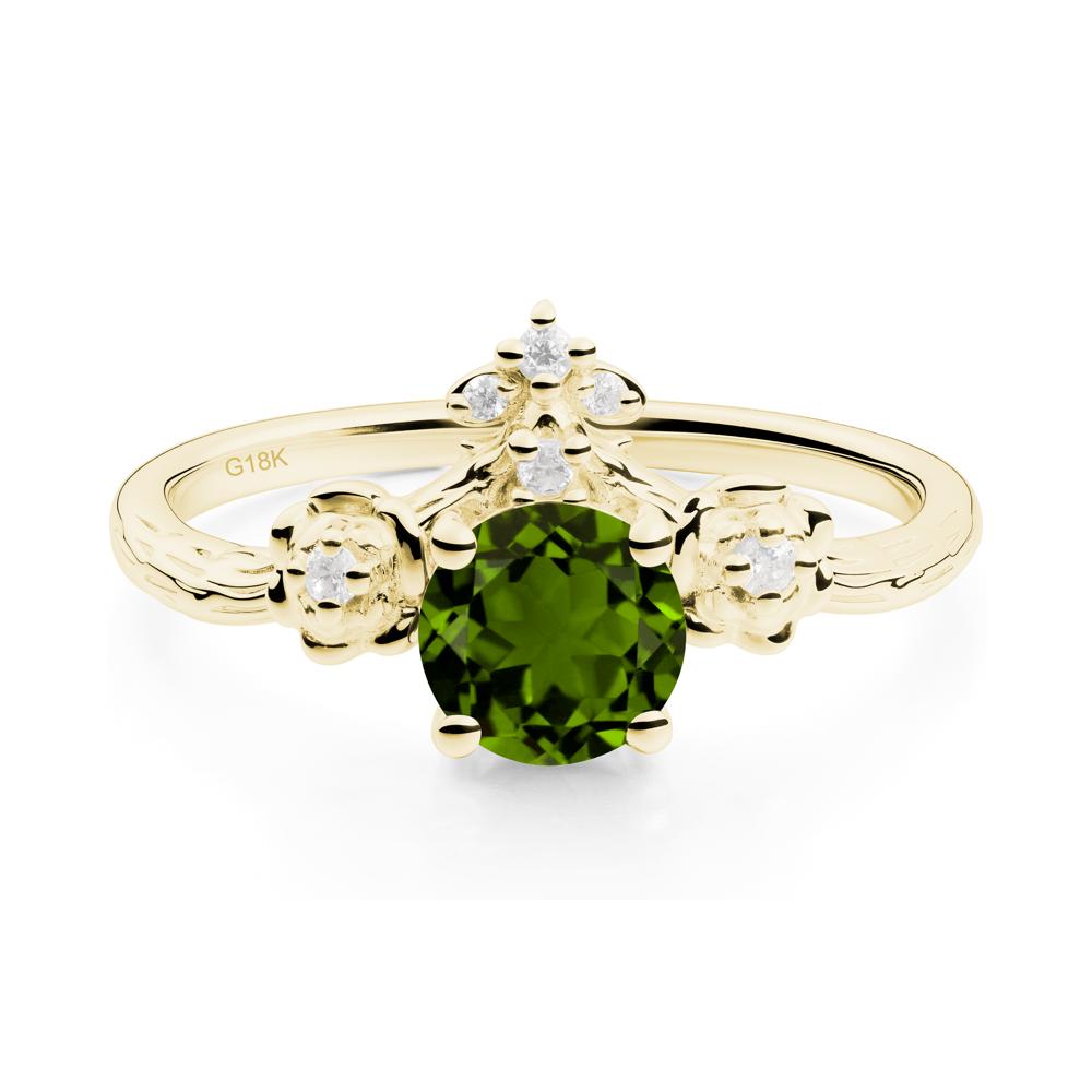Round Diopside Rose Ring with Wood Grain - LUO Jewelry #metal_18k yellow gold