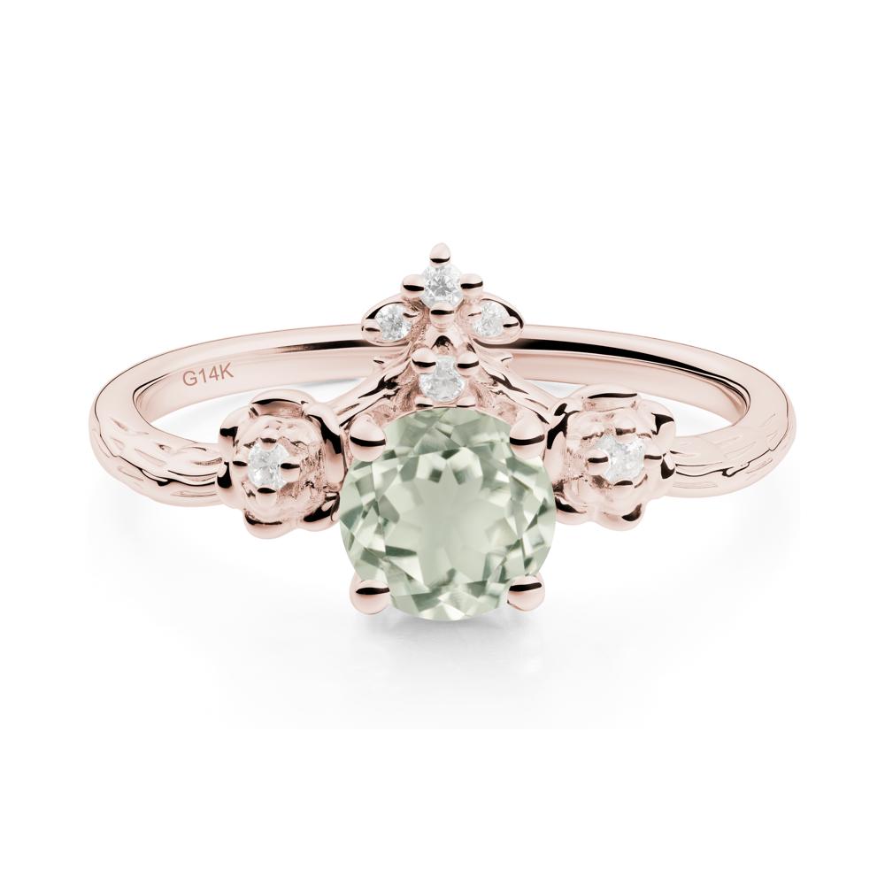 Floral Inspired Green Amethyst Statement Ring - LUO Jewelry #metal_14k rose gold