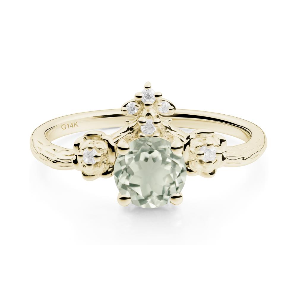Floral Inspired Green Amethyst Statement Ring - LUO Jewelry #metal_14k yellow gold