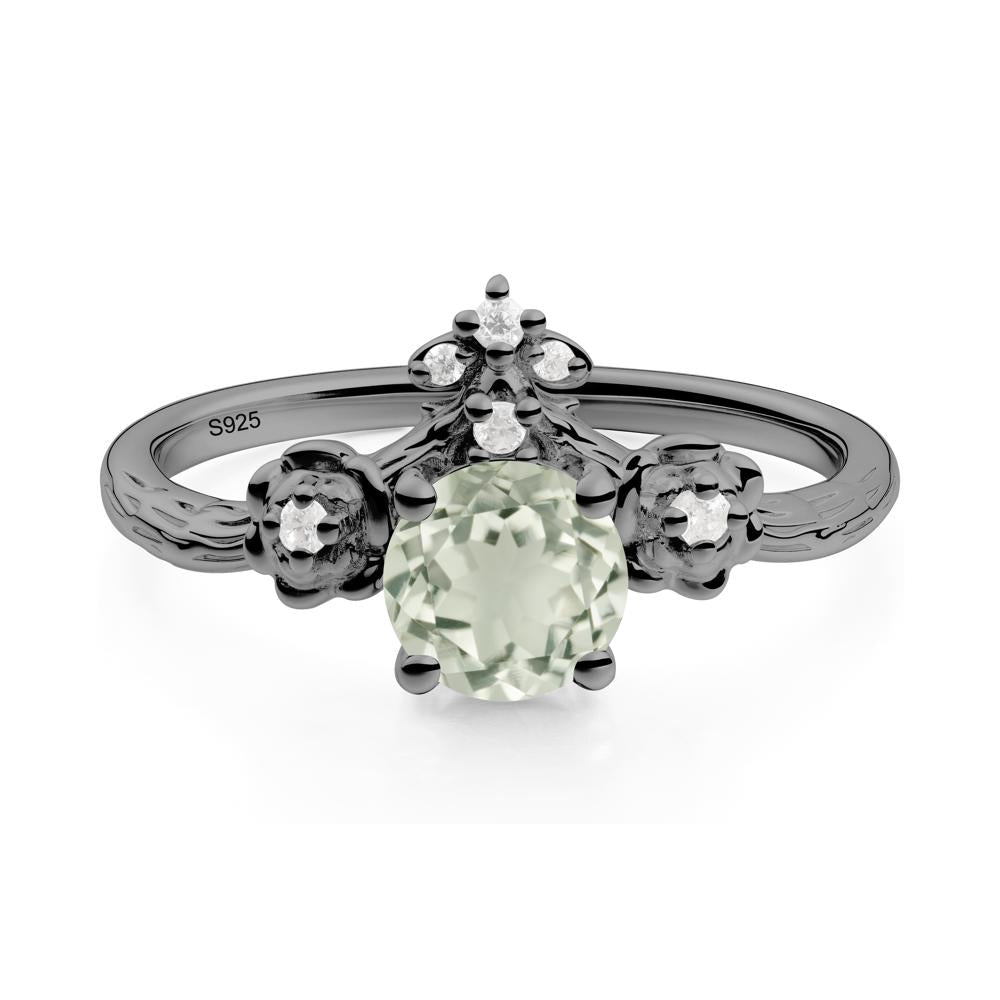 Floral Inspired Green Amethyst Statement Ring - LUO Jewelry #metal_black finish sterling silver