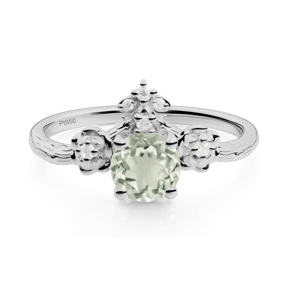 Floral Inspired Green Amethyst Statement Ring - LUO Jewelry #metal_platinum