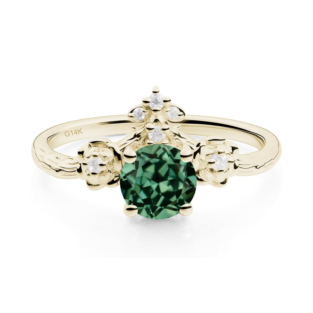 Floral Inspired Green Sapphire Statement Ring - LUO Jewelry #metal_14k yellow gold