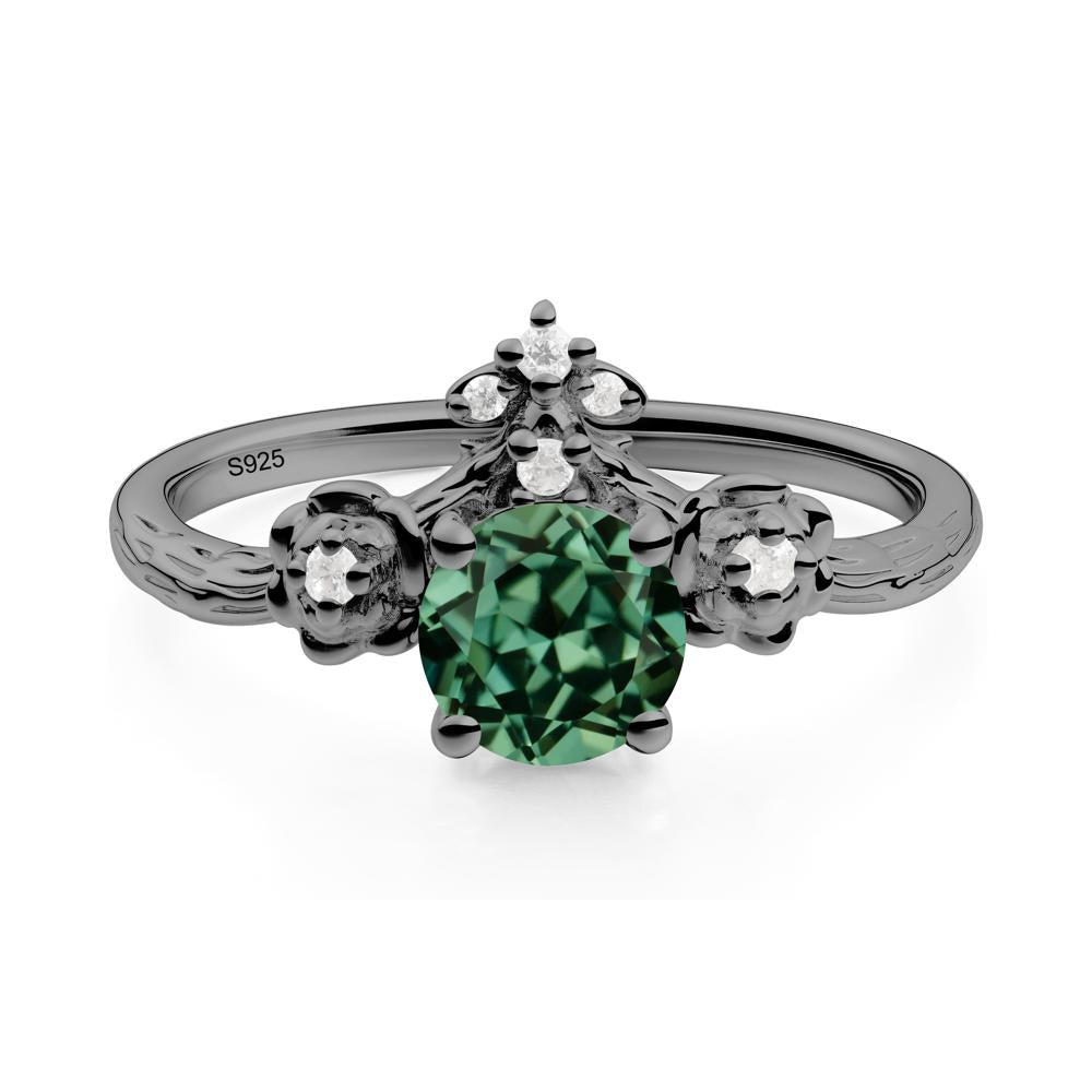 Floral Inspired Green Sapphire Statement Ring - LUO Jewelry #metal_black finish sterling silver