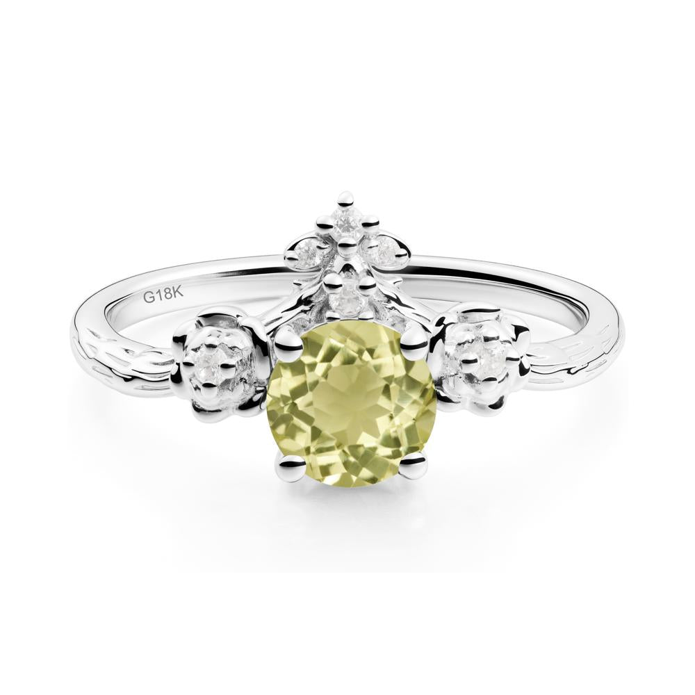 Floral Inspired Lemon Quartz Statement Ring - LUO Jewelry #metal_18k white gold