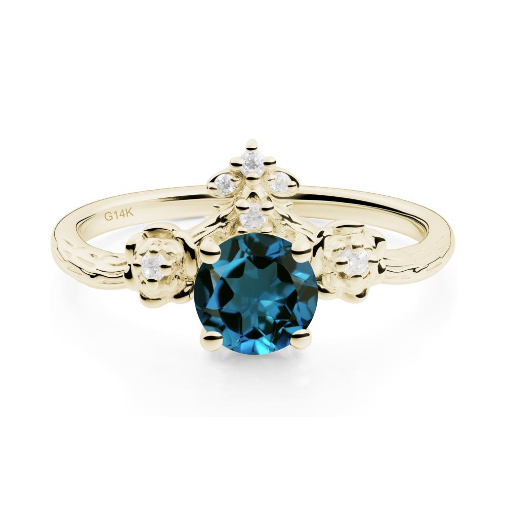 Floral Inspired London Blue Topaz Statement Ring - LUO Jewelry #metal_14k yellow gold