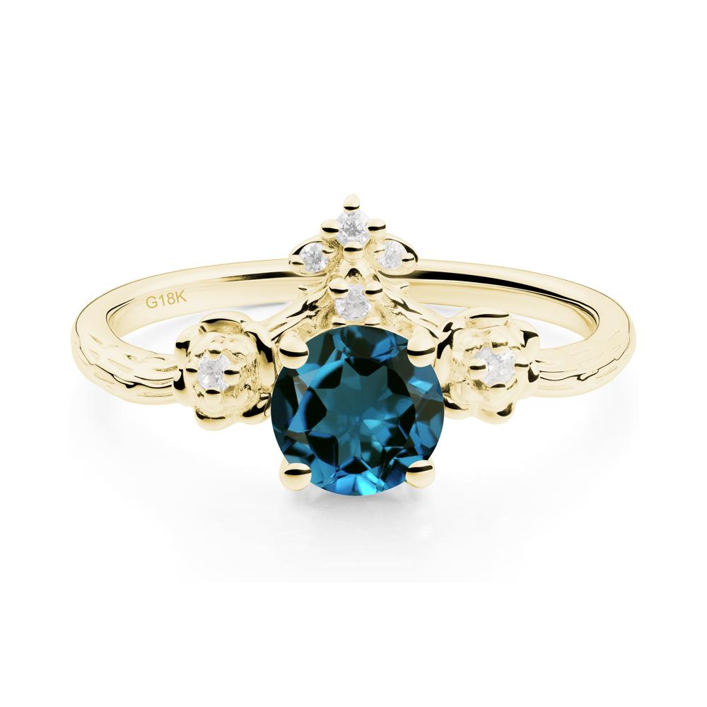 Floral Inspired London Blue Topaz Statement Ring - LUO Jewelry #metal_18k yellow gold
