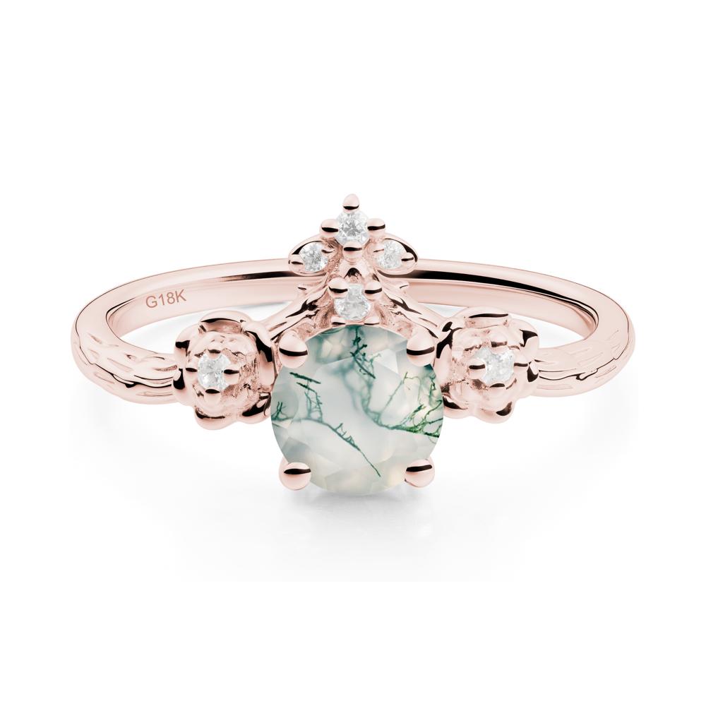 Floral Inspired Moss Agate Statement Ring - LUO Jewelry #metal_18k rose gold