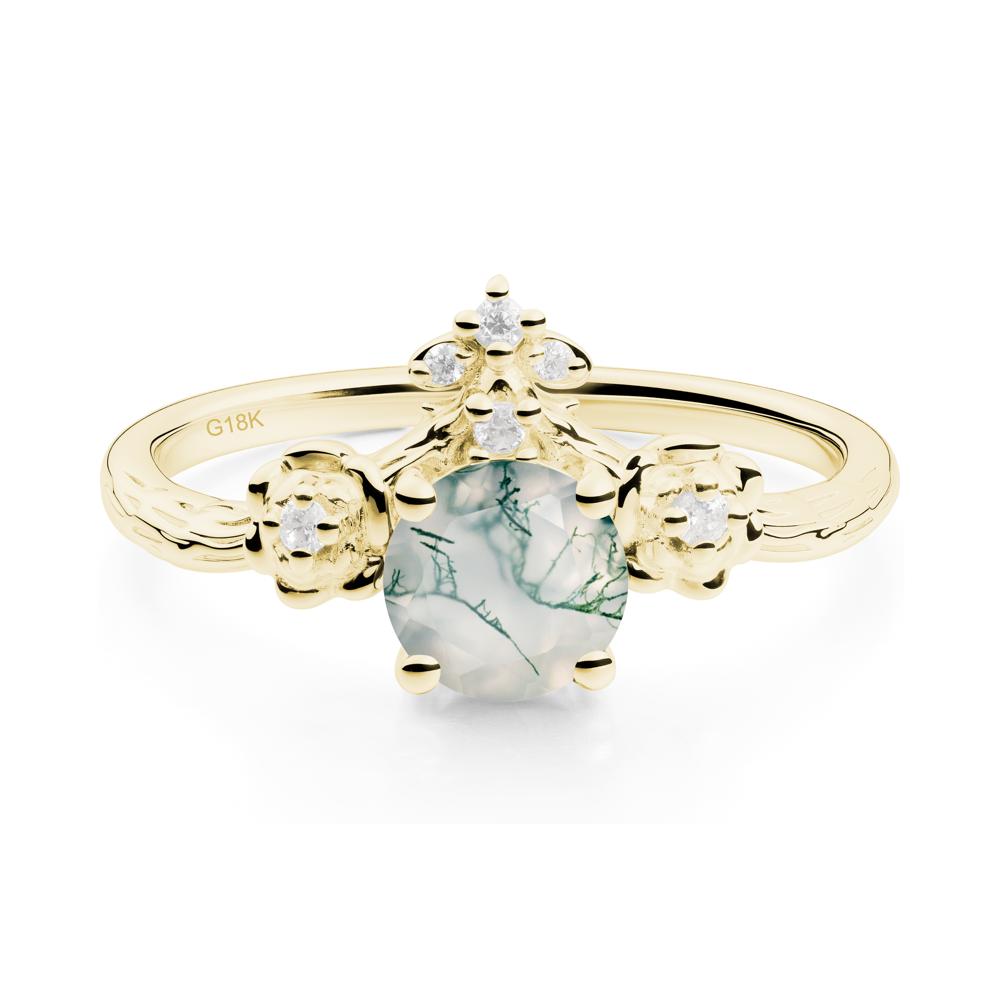 Floral Inspired Moss Agate Statement Ring - LUO Jewelry #metal_18k yellow gold