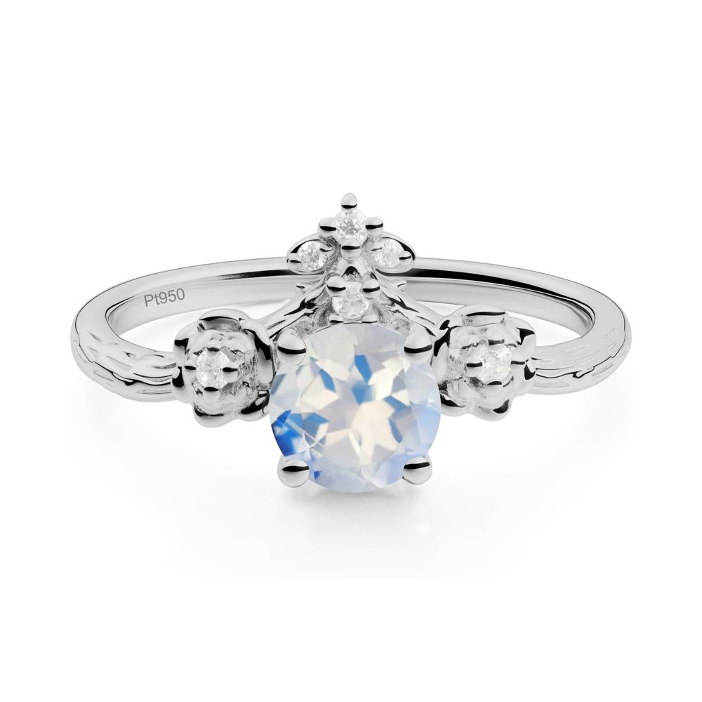 Round Moonstone Rose Ring with Wood Grain - LUO Jewelry #metal_platinum
