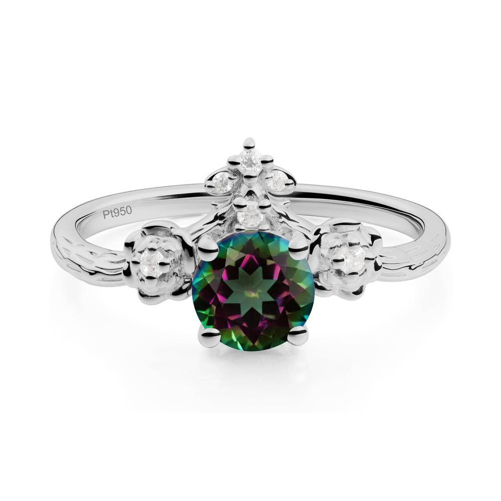 Round Mystic Topaz Rose Ring with Wood Grain - LUO Jewelry #metal_platinum