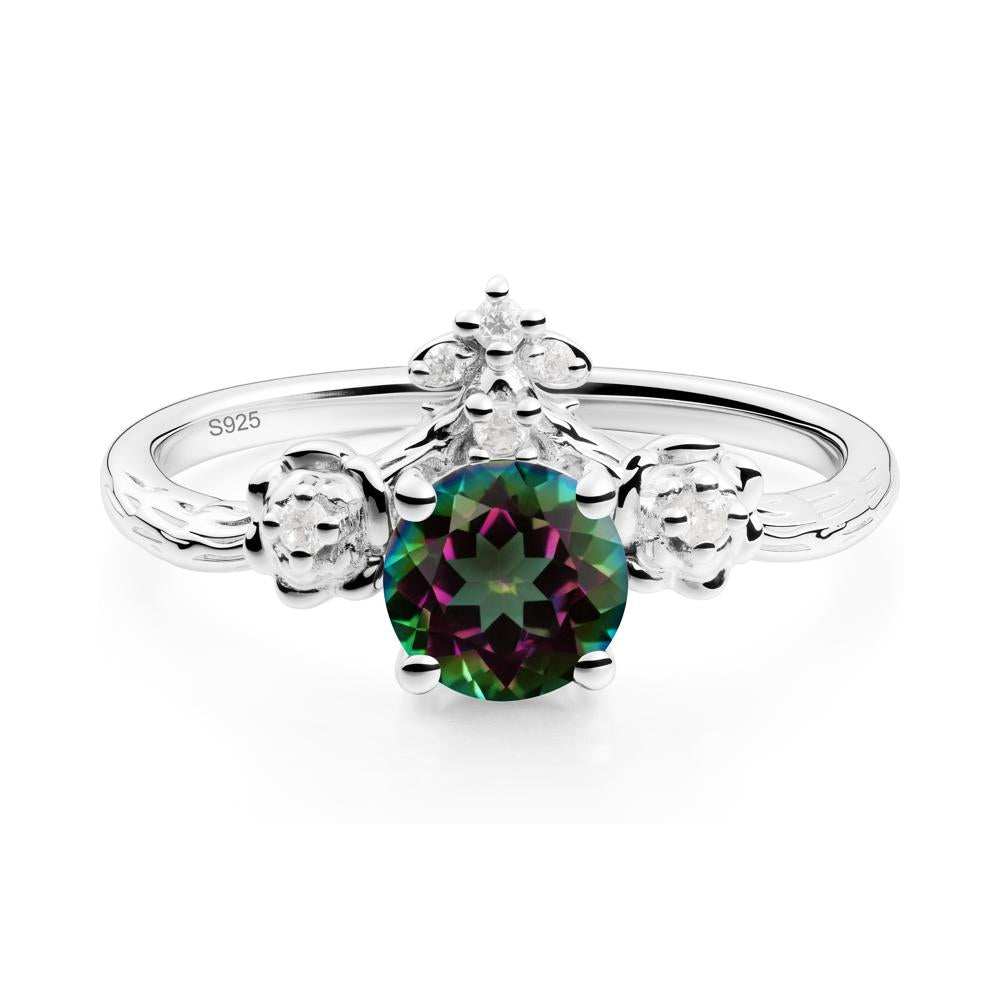 Round Mystic Topaz Rose Ring with Wood Grain - LUO Jewelry #metal_sterling silver