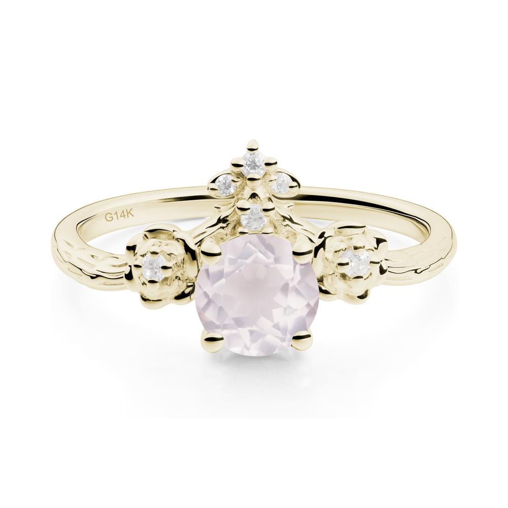 Floral Inspired Rose Quartz Statement Ring - LUO Jewelry #metal_14k yellow gold