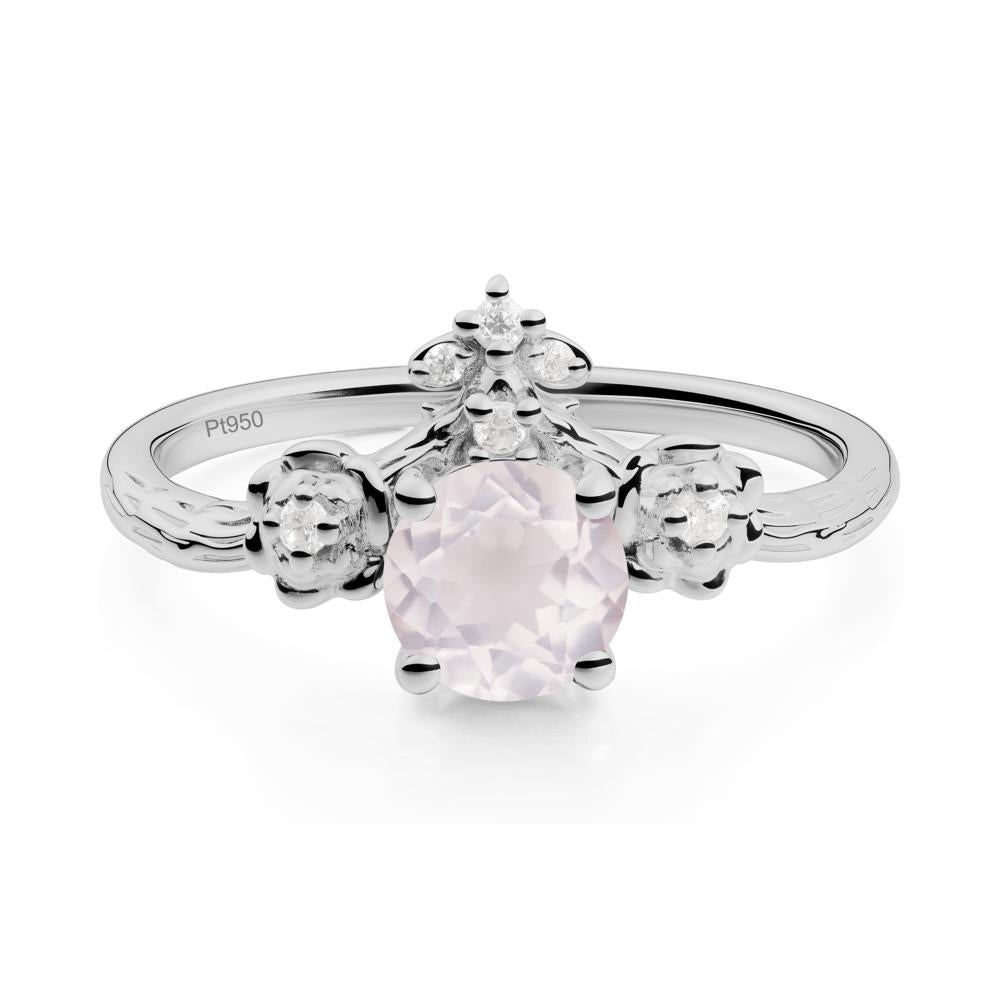 Floral Inspired Rose Quartz Statement Ring - LUO Jewelry #metal_platinum