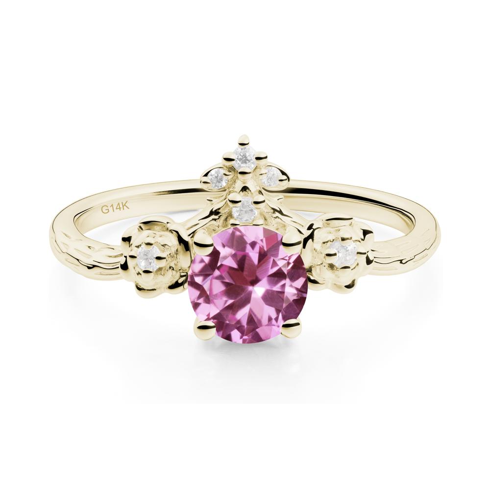 Floral Inspired Pink Sapphire Statement Ring - LUO Jewelry #metal_14k yellow gold
