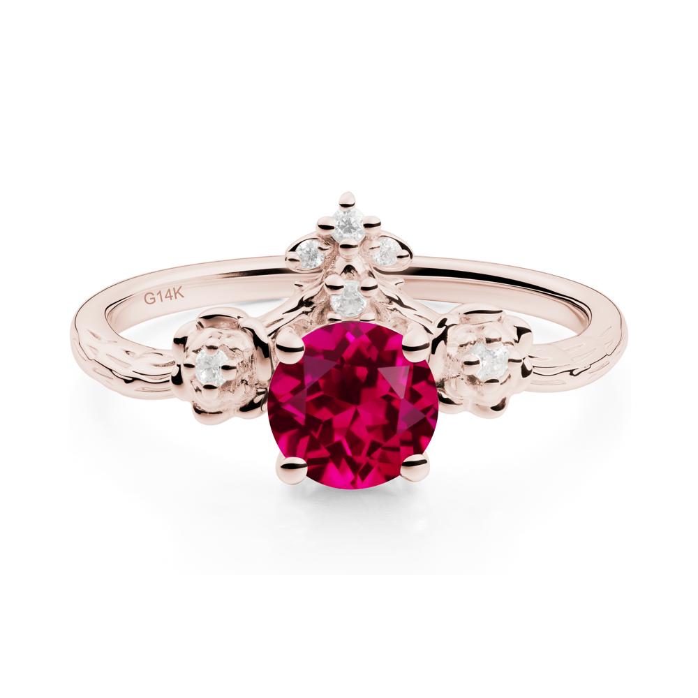 Floral Inspired Ruby Statement Ring - LUO Jewelry #metal_14k rose gold