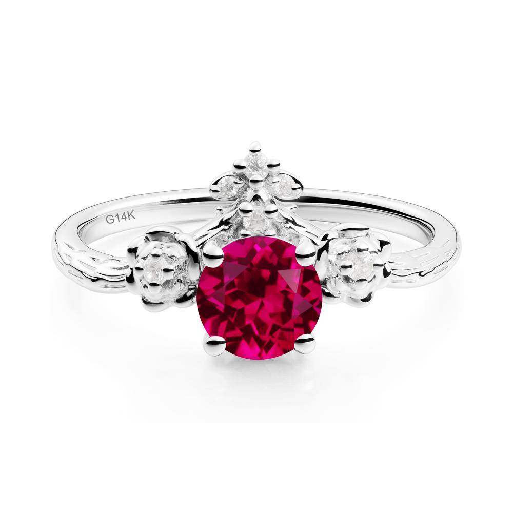 Floral Inspired Ruby Statement Ring - LUO Jewelry #metal_14k white gold