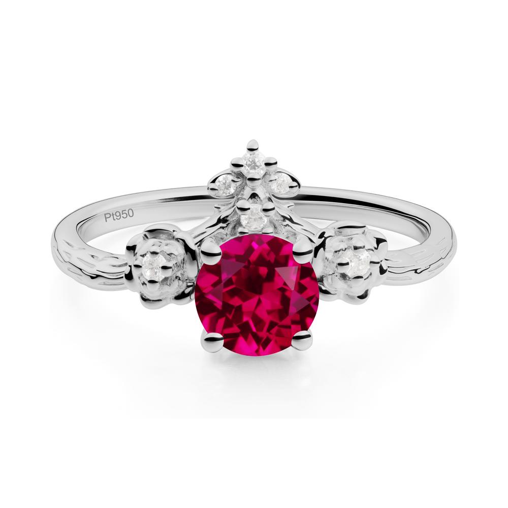 Floral Inspired Ruby Statement Ring - LUO Jewelry #metal_platinum