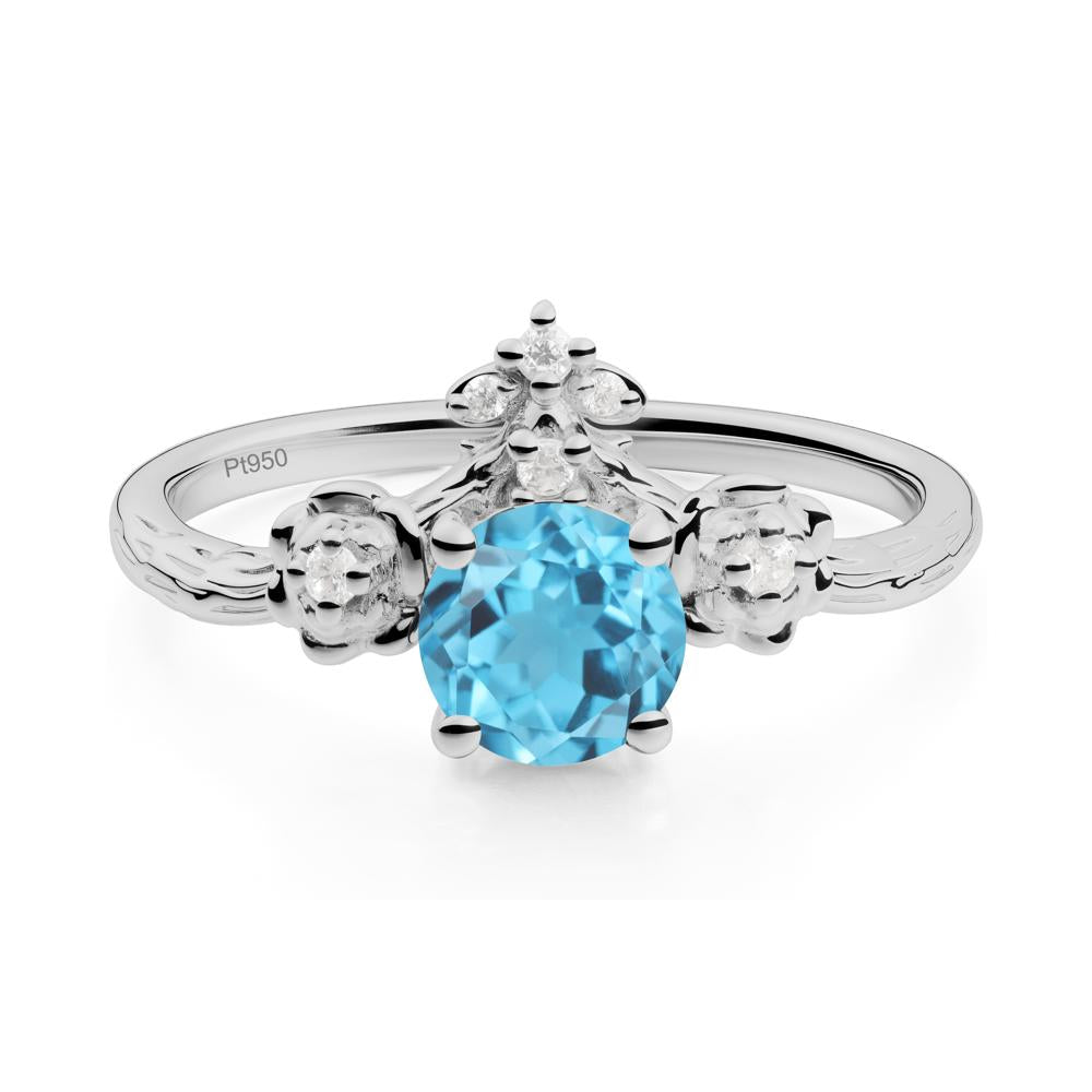 Floral Inspired Swiss Blue Topaz Statement Ring - LUO Jewelry #metal_platinum