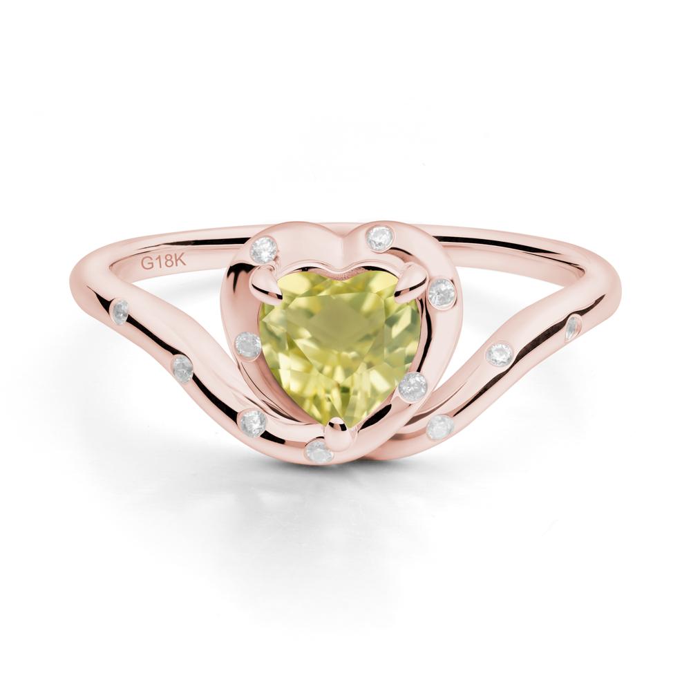 Curved Shank Heart-Shaped Lemon Quartz Ring - LUO Jewelry #metal_18k rose gold