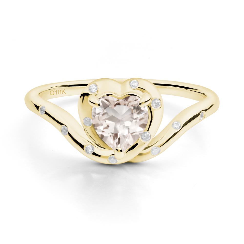 Curved Shank Heart-Shaped Morganite Ring - LUO Jewelry #metal_18k yellow gold