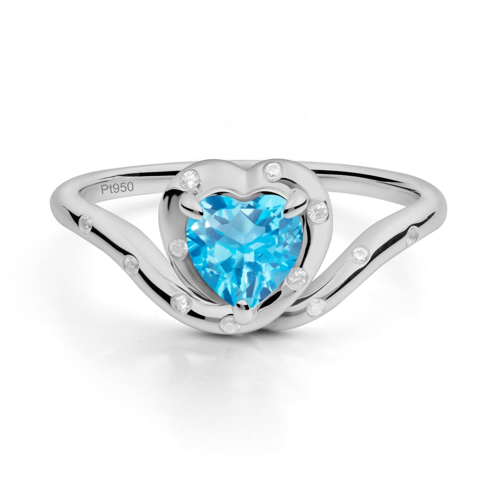 Curved Shank Heart-Shaped Swiss Blue Topaz Ring - LUO Jewelry #metal_platinum