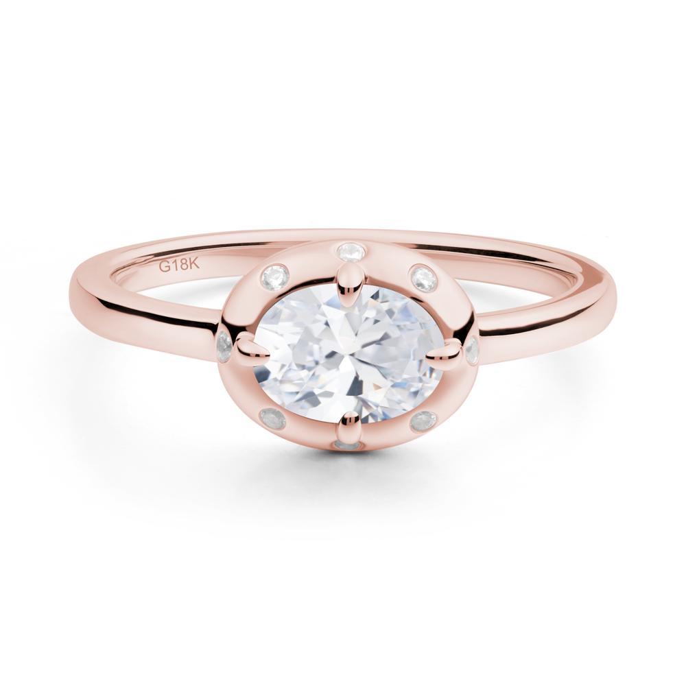 East-West Oval Cubic Zirconia Ring - LUO Jewelry #metal_18k rose gold