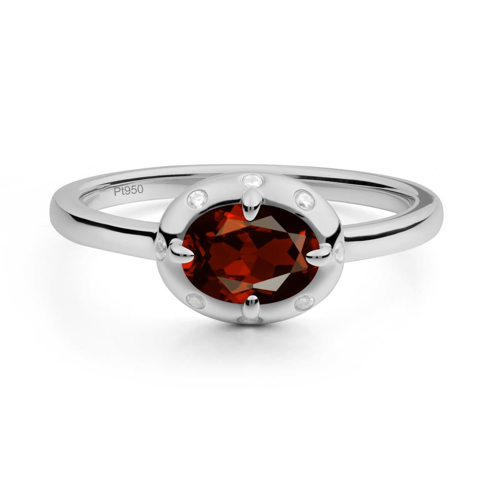 East-West Oval Garnet Ring - LUO Jewelry #metal_platinum
