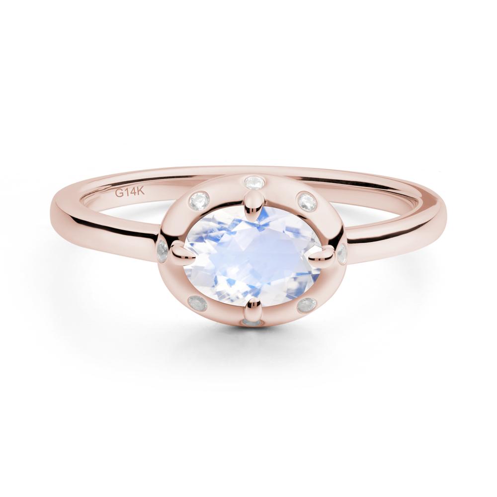 Oval Moonstone Ring with Faux-Bezel Setting - LUO Jewelry #metal_14k rose gold