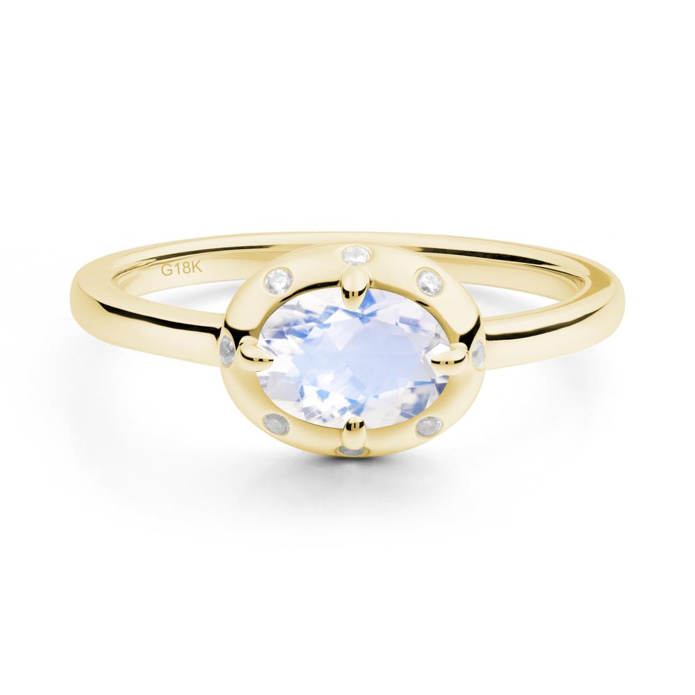 Oval Moonstone Ring with Faux-Bezel Setting - LUO Jewelry #metal_18k yellow gold