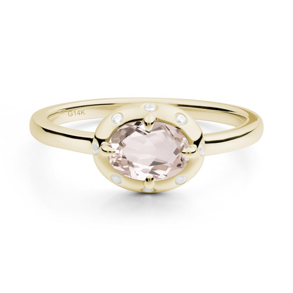 Oval Morganite Ring with Faux-Bezel Setting - LUO Jewelry #metal_14k yellow gold