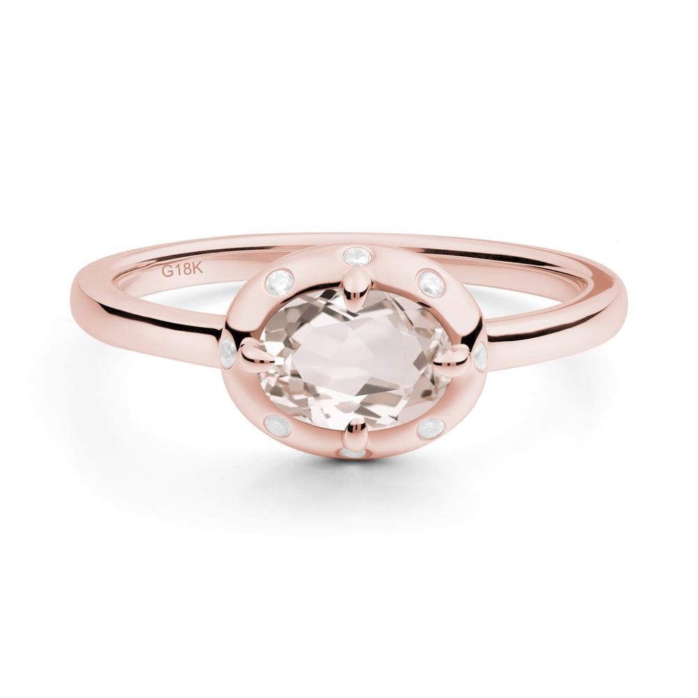 Oval Morganite Ring with Faux-Bezel Setting - LUO Jewelry #metal_18k rose gold