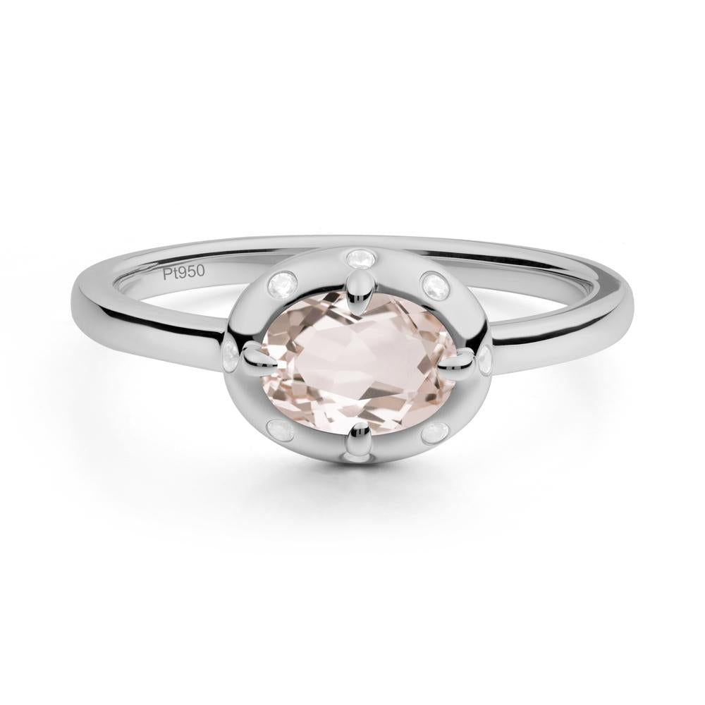Oval Morganite Ring with Faux-Bezel Setting - LUO Jewelry #metal_platinum
