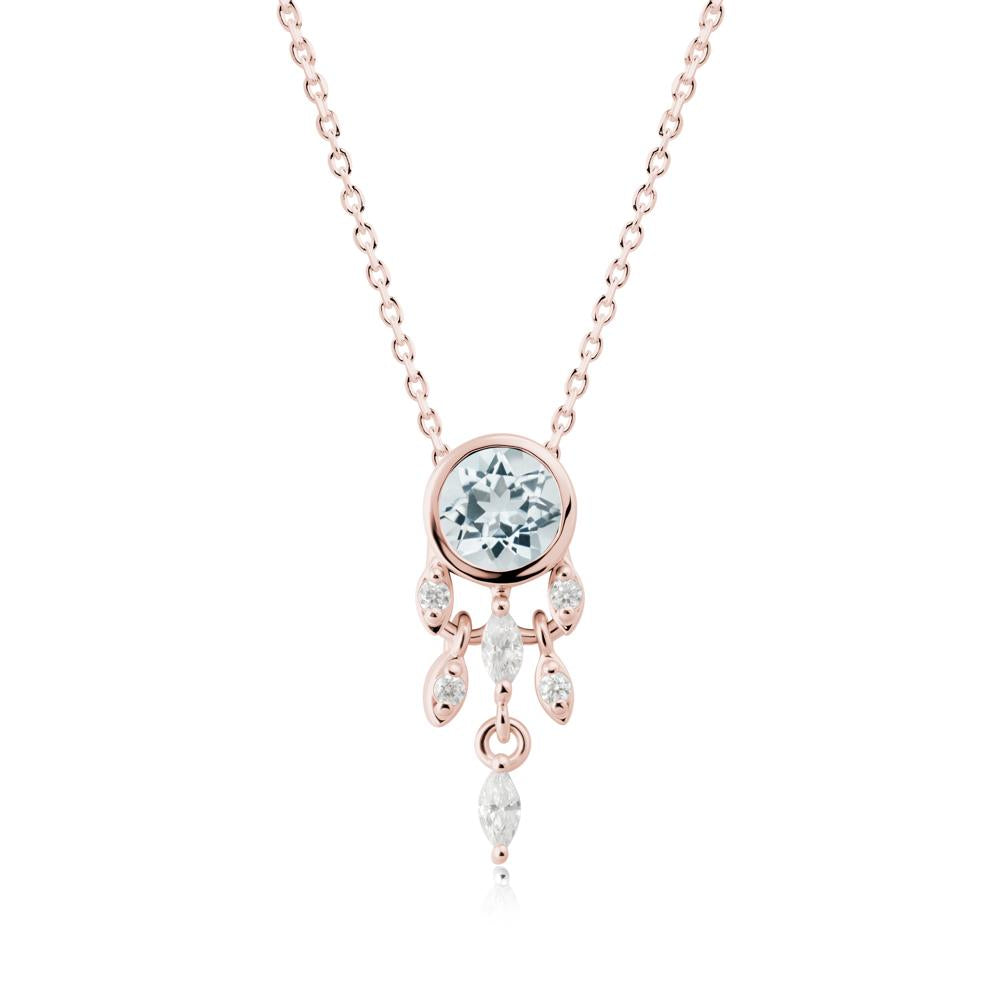 Bezel Set Round Aquamarine Pendant - LUO Jewelry #metal_18k rose gold