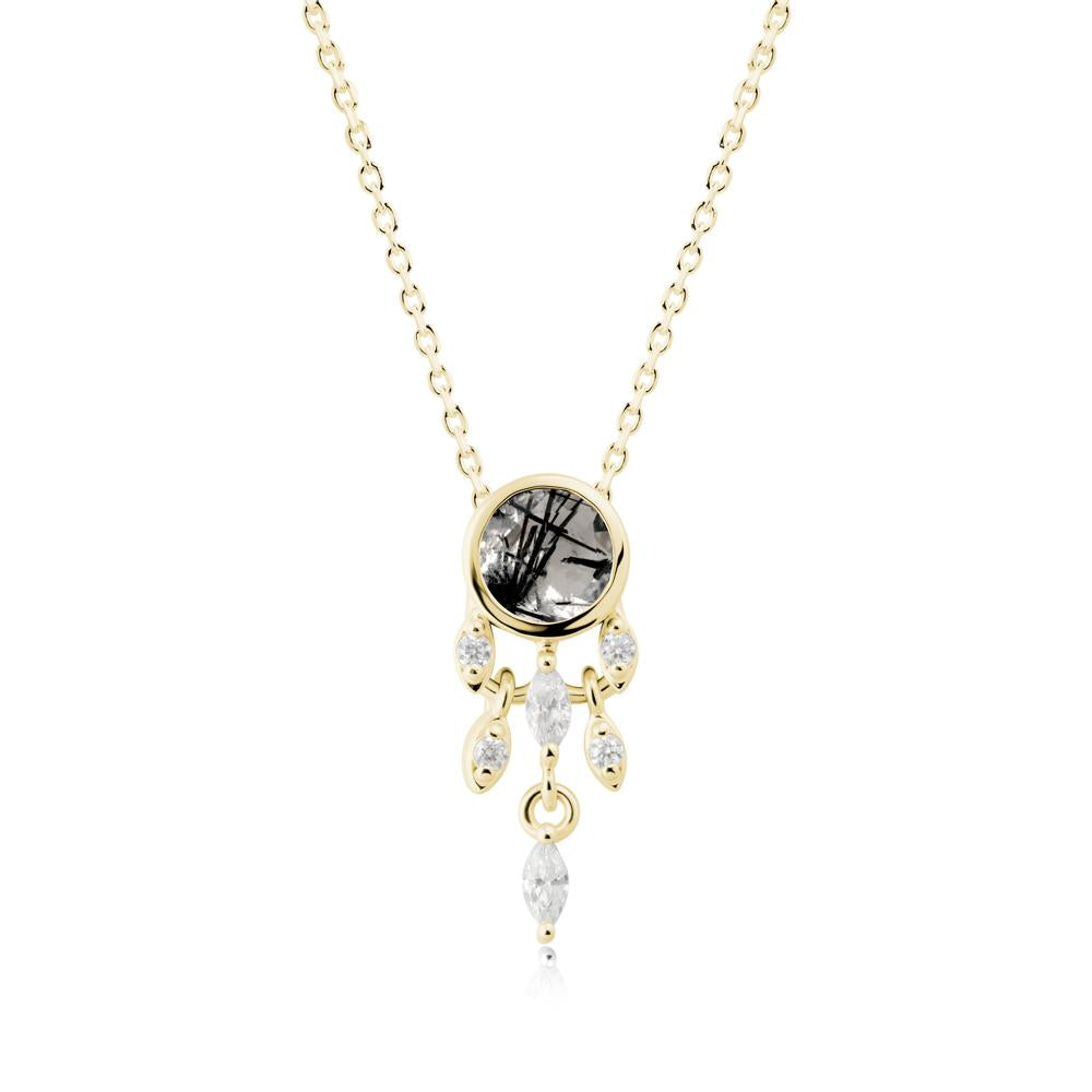 Dreamcatcher Inspired Black Rutilated Quartz Necklace - LUO Jewelry #metal_18k yellow gold