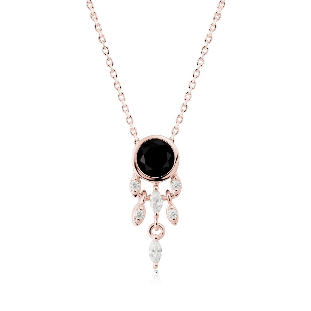 Dreamcatcher Inspired Black Spinel Necklace - LUO Jewelry #metal_18k rose gold